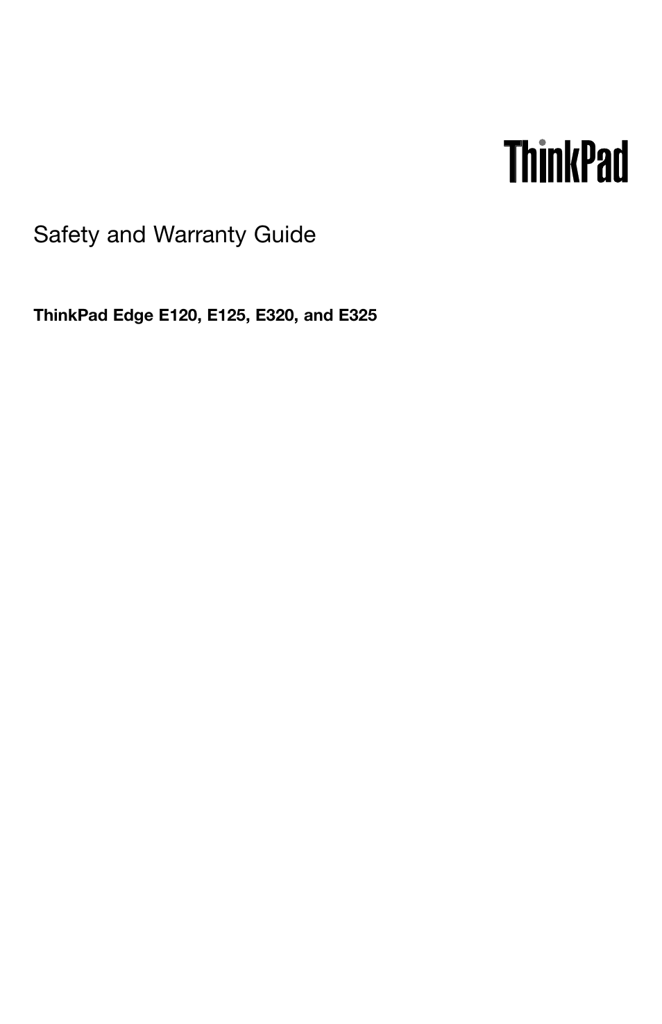 Lenovo ThinkPad Edge E320 User Manual | 46 pages