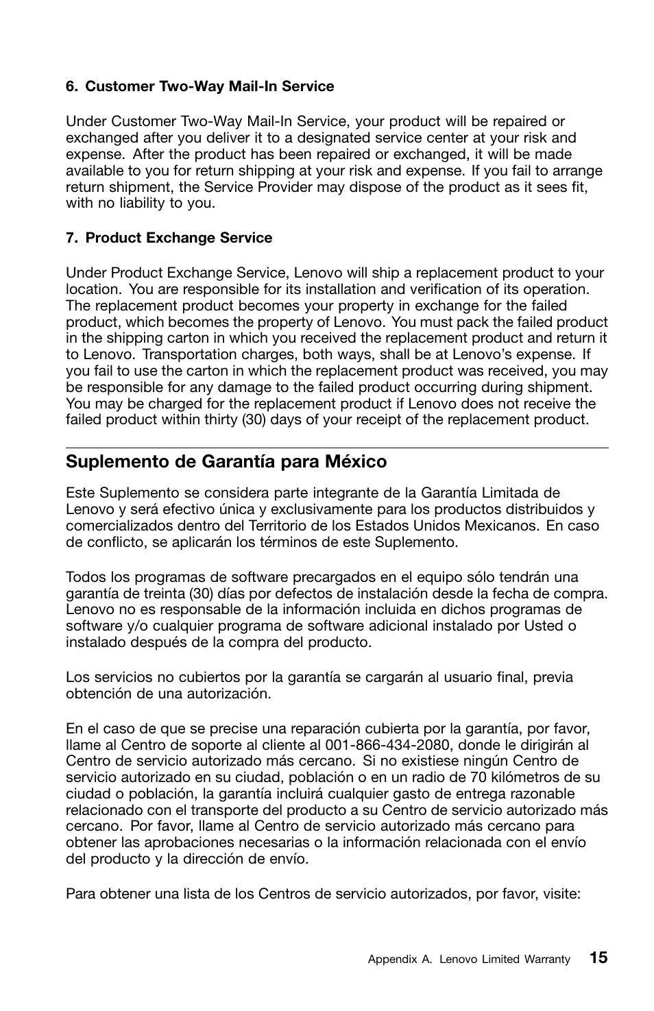 Suplemento de garantía para méxico | Lenovo ThinkPad Edge E320 User Manual | Page 29 / 46