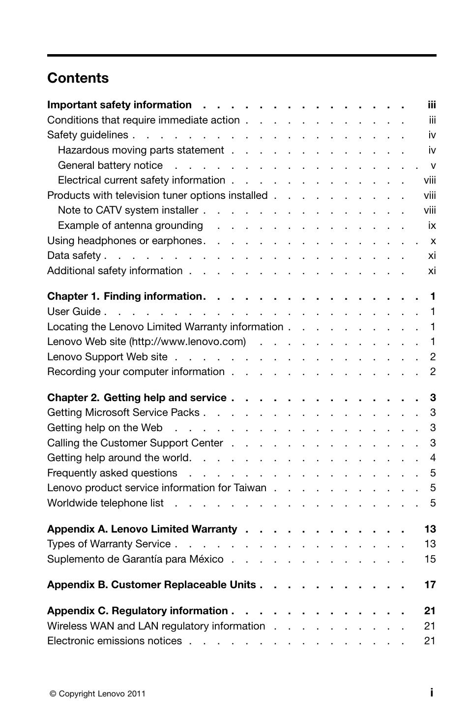 Lenovo ThinkPad Edge E320 User Manual | Page 3 / 46