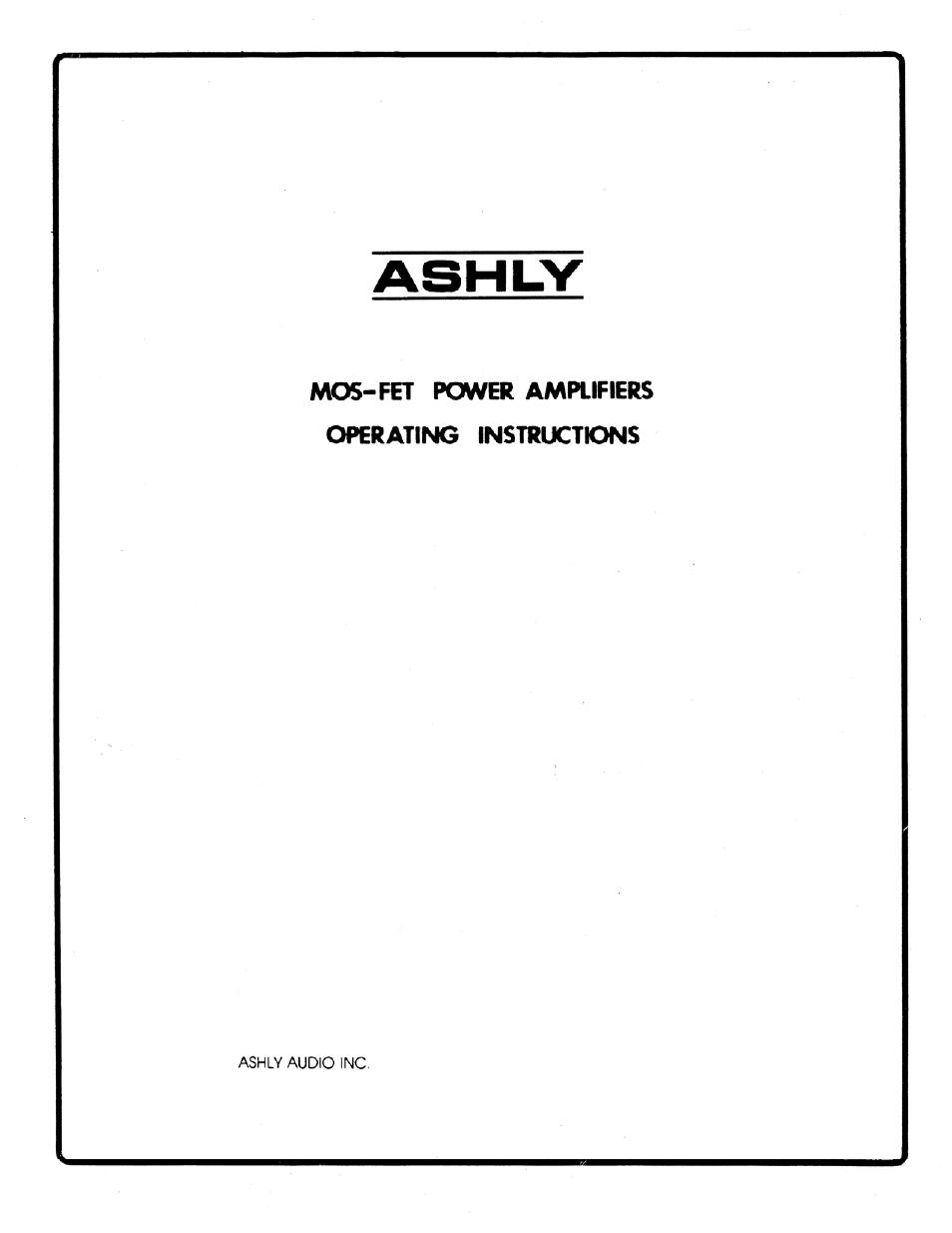 Ashly Power Amplifiers FET-200 User Manual | 14 pages