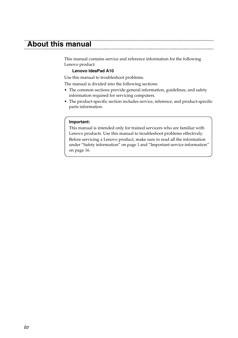 About this manual | Lenovo A10 Lenovo User Manual | Page 4 / 66