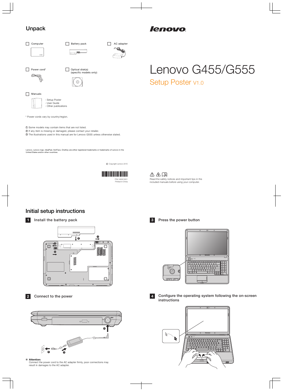 Lenovo G455 Notebook User Manual | 2 pages