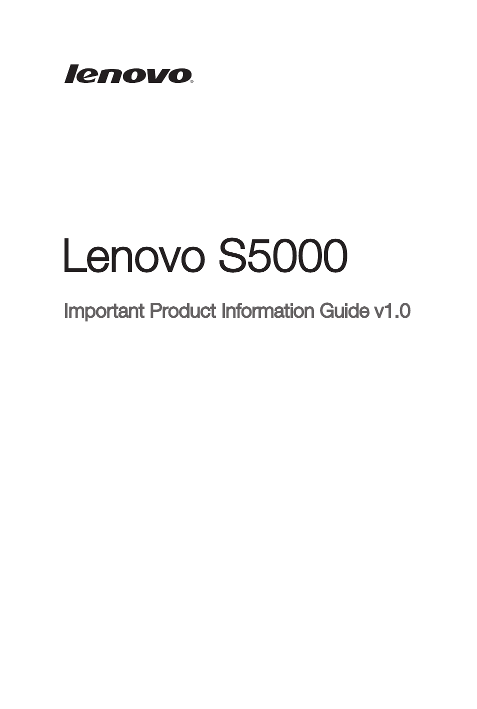 Lenovo S5000 Tablet User Manual | 24 pages