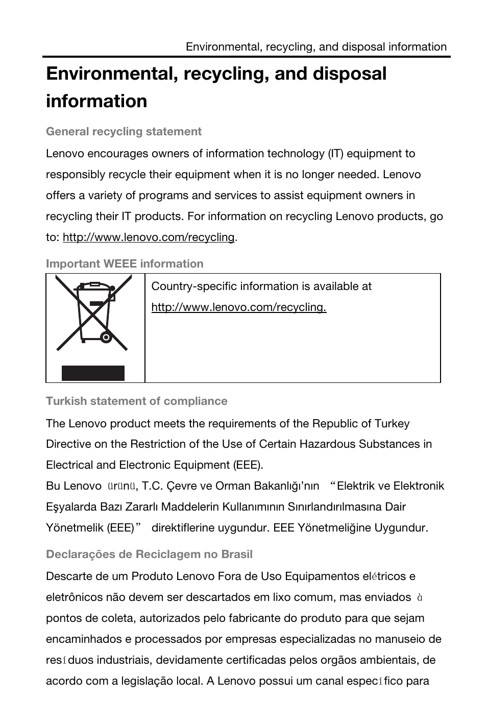 Environmental, recycling, and disposal information | Lenovo S5000 Tablet User Manual | Page 14 / 24