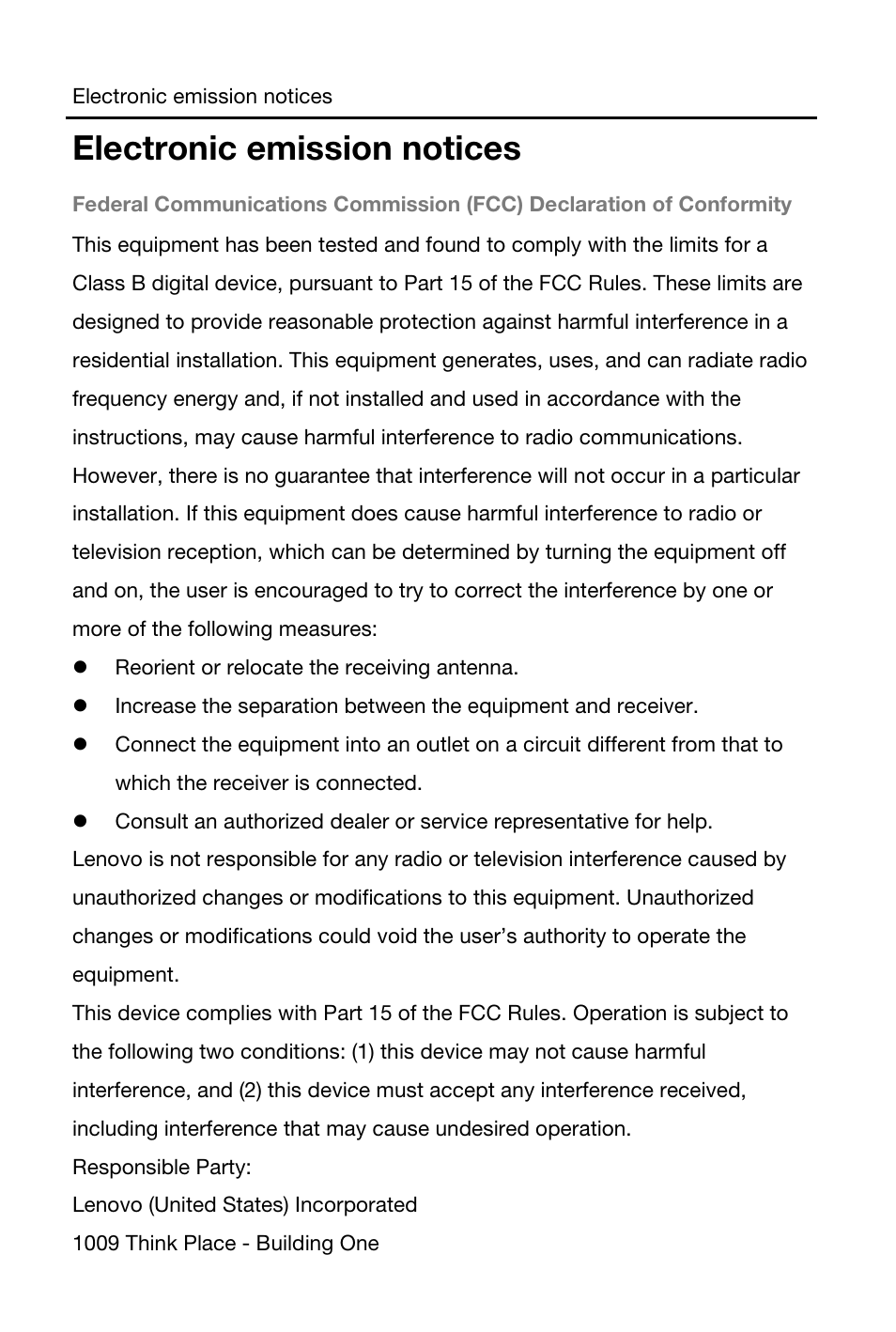 Electronic emission notices | Lenovo S5000 Tablet User Manual | Page 19 / 24