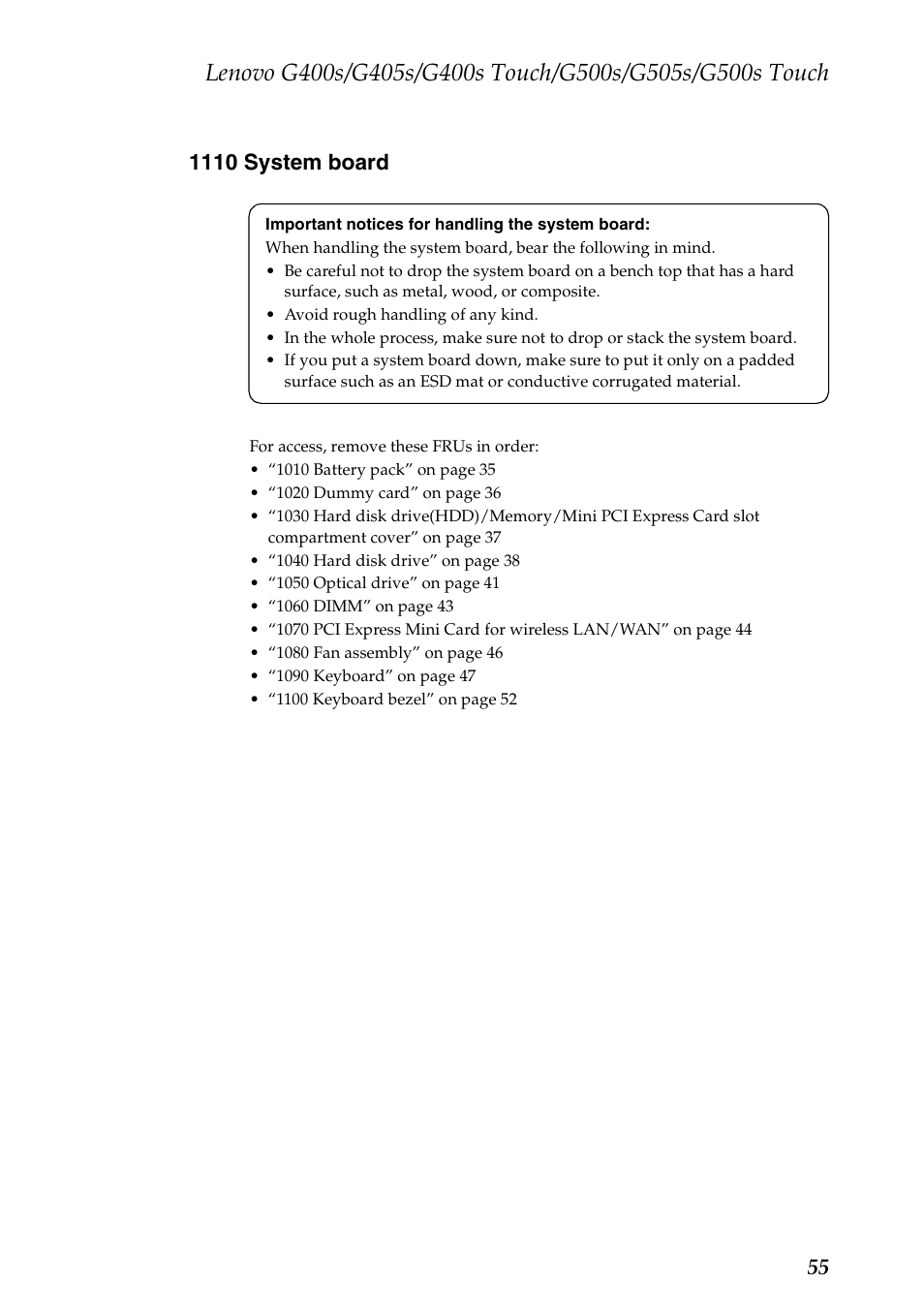 1110 system board | Lenovo G405s Notebook User Manual | Page 59 / 104