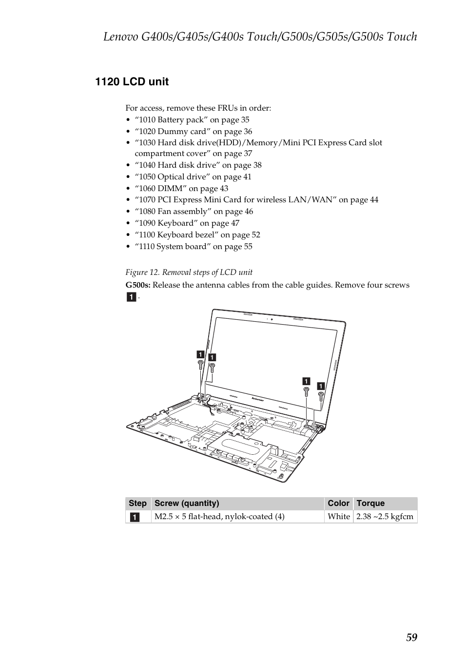 1120 lcd unit | Lenovo G405s Notebook User Manual | Page 63 / 104