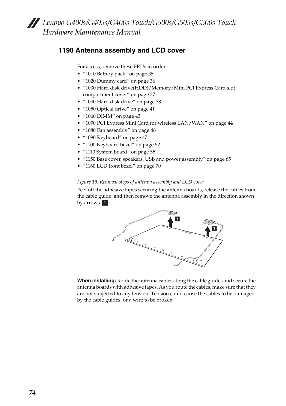 1190 antenna assembly and lcd cover | Lenovo G405s Notebook User Manual | Page 78 / 104