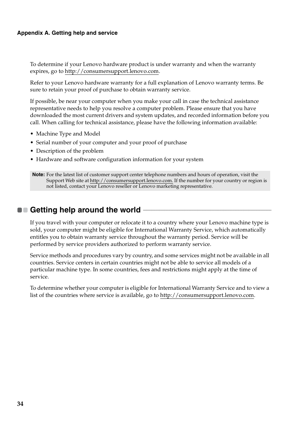 Getting help around the world | Lenovo B550 Notebook User Manual | Page 42 / 78
