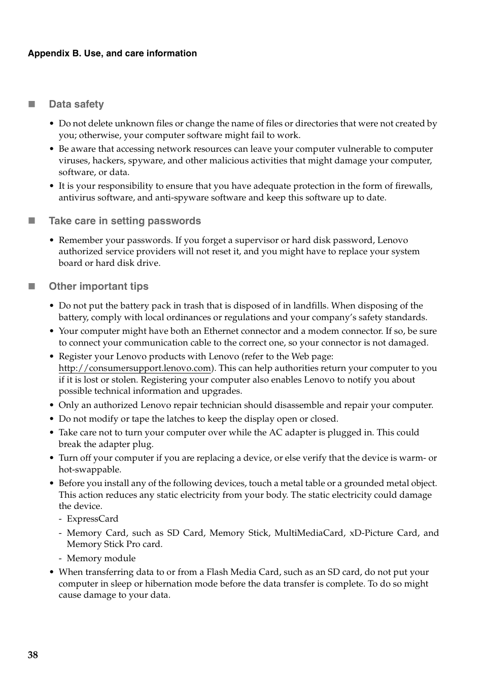 Lenovo B550 Notebook User Manual | Page 46 / 78