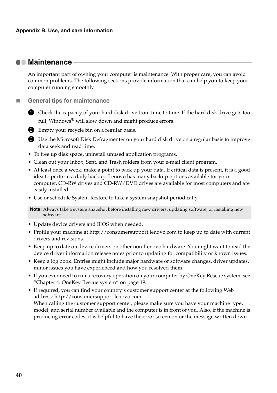 Maintenance | Lenovo B550 Notebook User Manual | Page 48 / 78