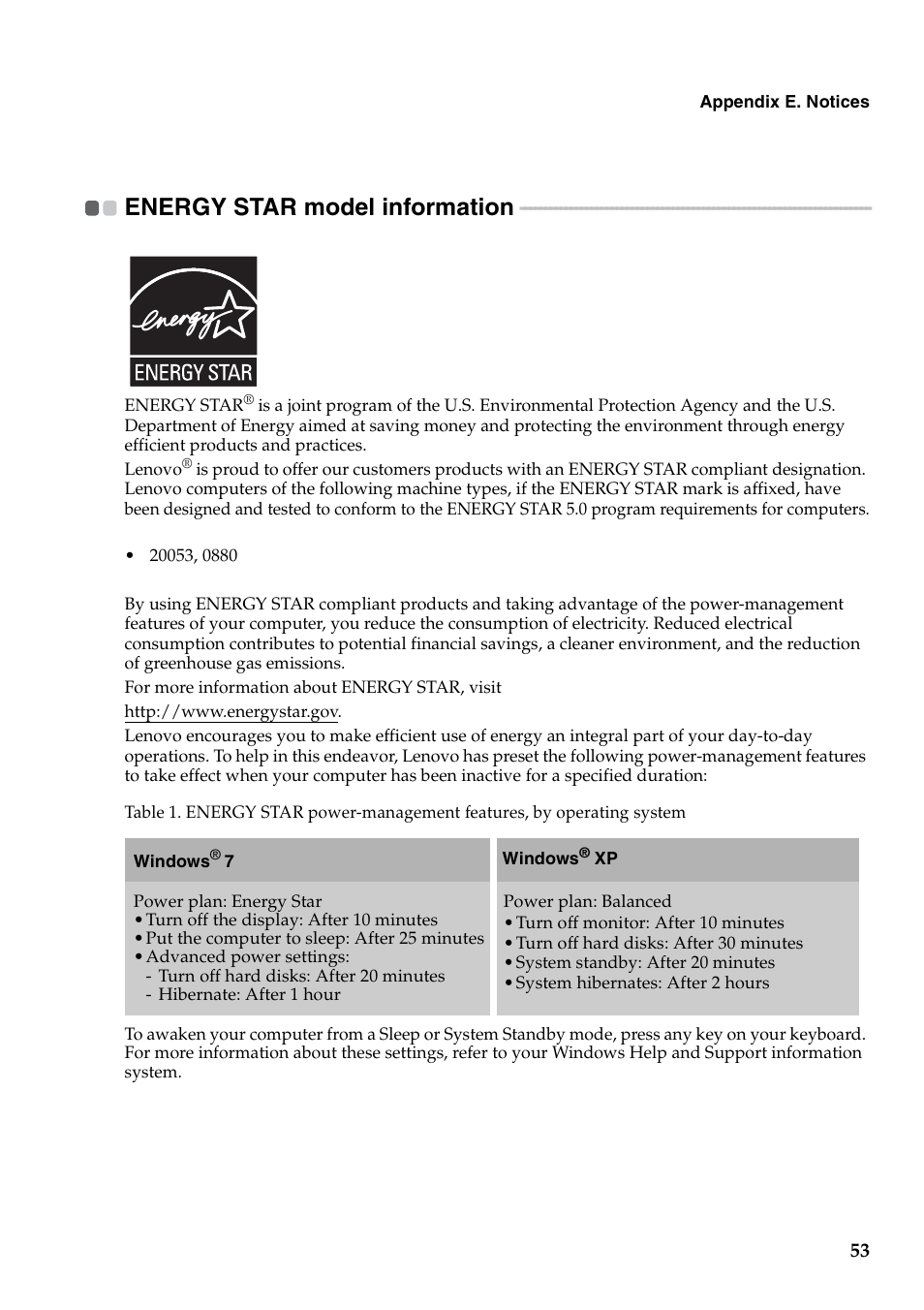 Energy star model information | Lenovo B550 Notebook User Manual | Page 61 / 78