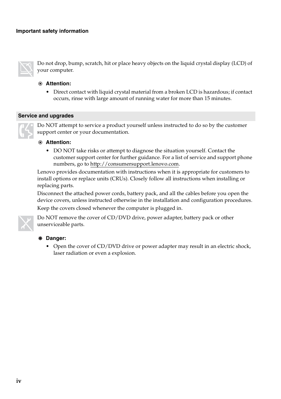 Lenovo B550 Notebook User Manual | Page 8 / 78