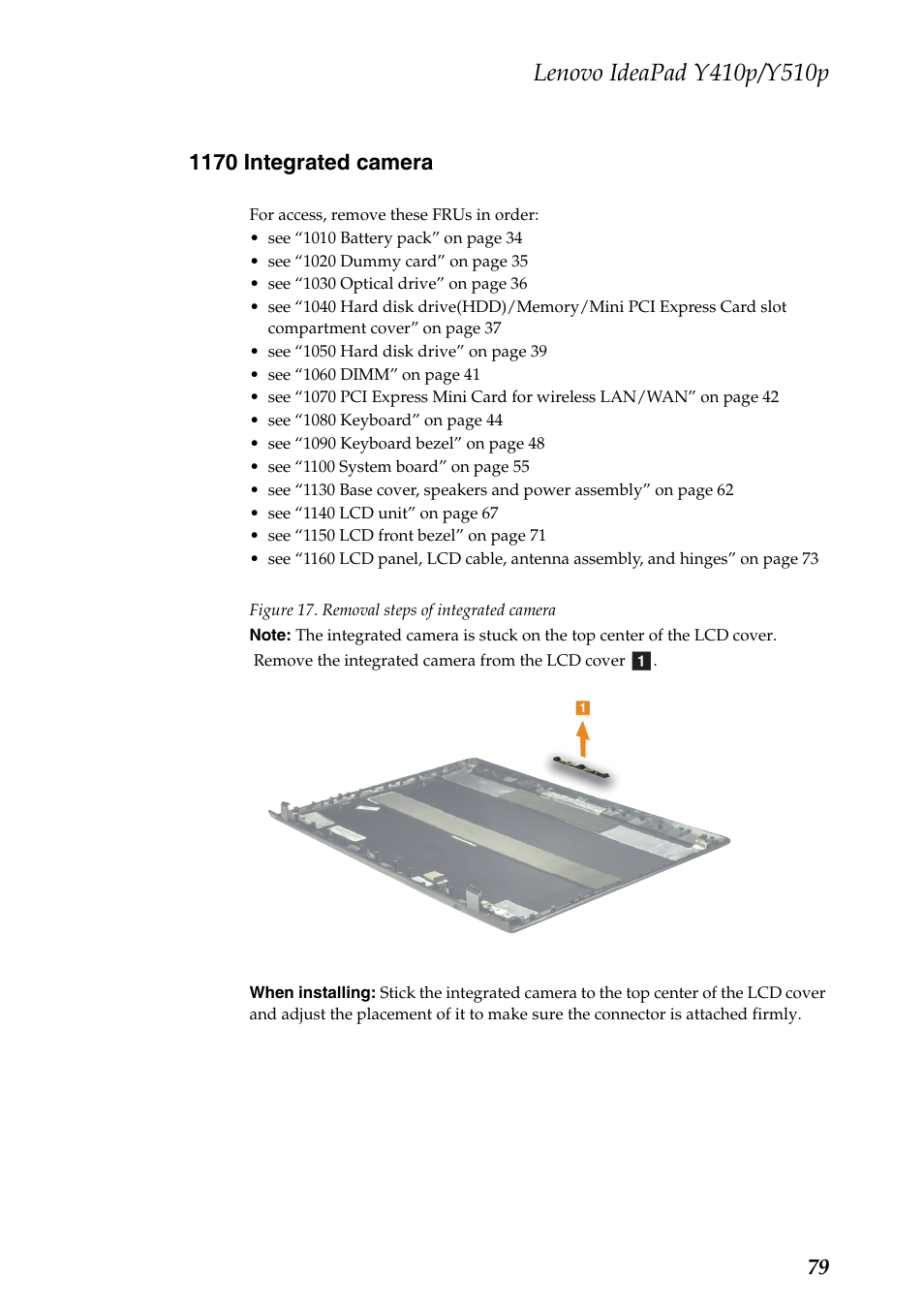1170 integrated camera | Lenovo IdeaPad Y510p Notebook User Manual | Page 83 / 112