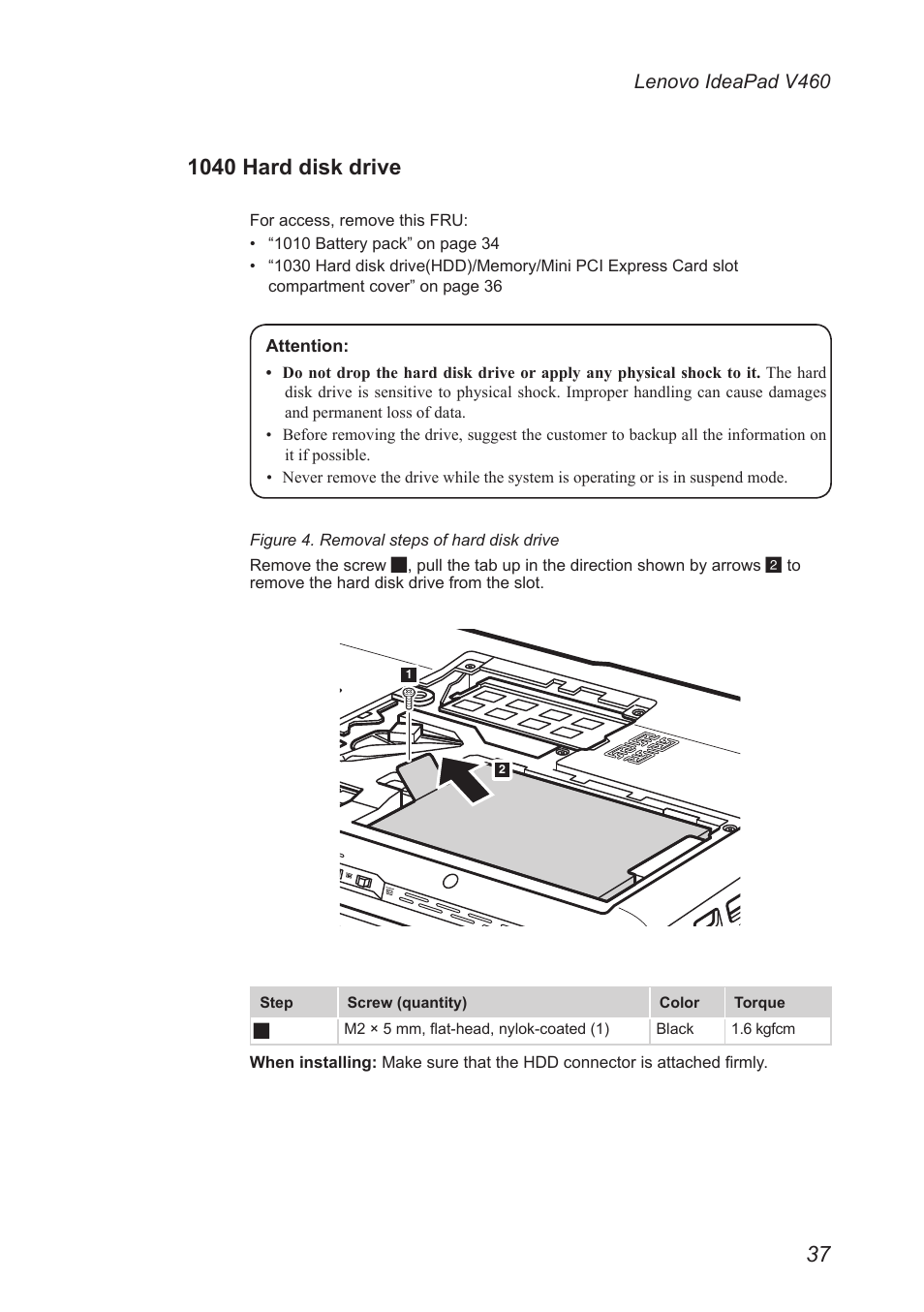 1040 hard disk drive | Lenovo IdeaPad V460 User Manual | Page 41 / 88