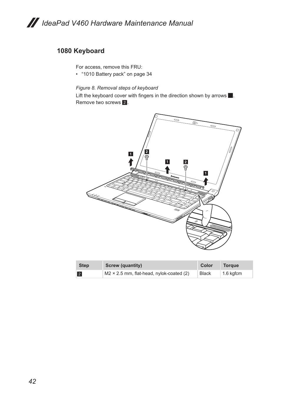 1080 keyboard, Ideapad v460 hardware maintenance manual | Lenovo IdeaPad V460 User Manual | Page 46 / 88