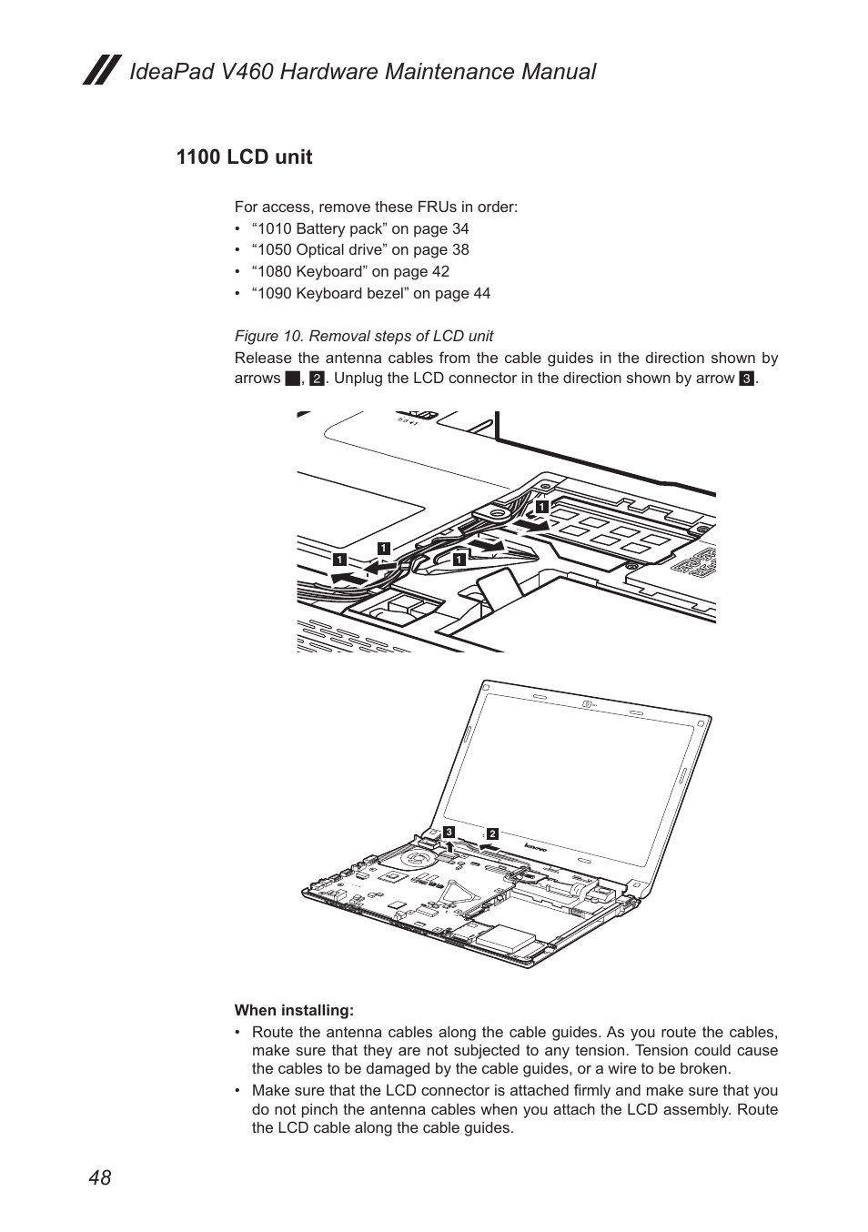 1100 lcd unit, Ideapad v460 hardware maintenance manual | Lenovo IdeaPad V460 User Manual | Page 52 / 88