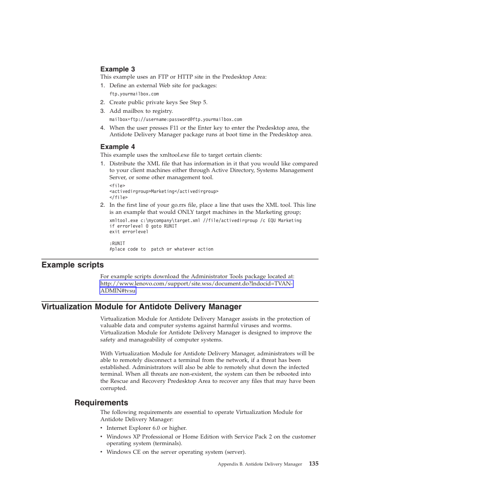 Example 3, Example 4, Example scripts | Requirements | Lenovo ThinkPad R61i User Manual | Page 143 / 156