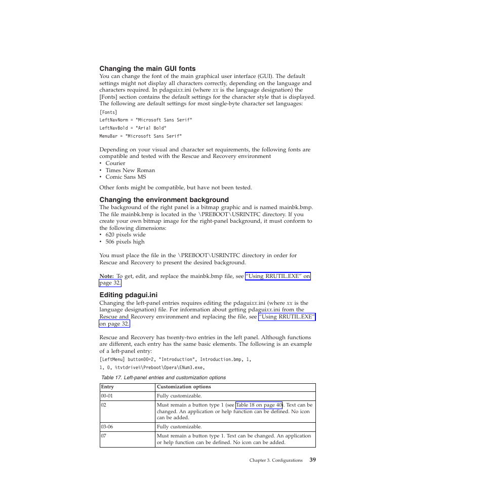 Changing the main gui fonts, Changing the environment background, Editing pdagui.ini | Lenovo ThinkPad R61i User Manual | Page 47 / 156