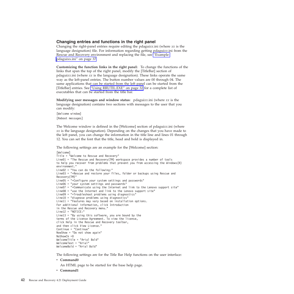 Changing entries and functions in the right panel | Lenovo ThinkPad R61i User Manual | Page 50 / 156