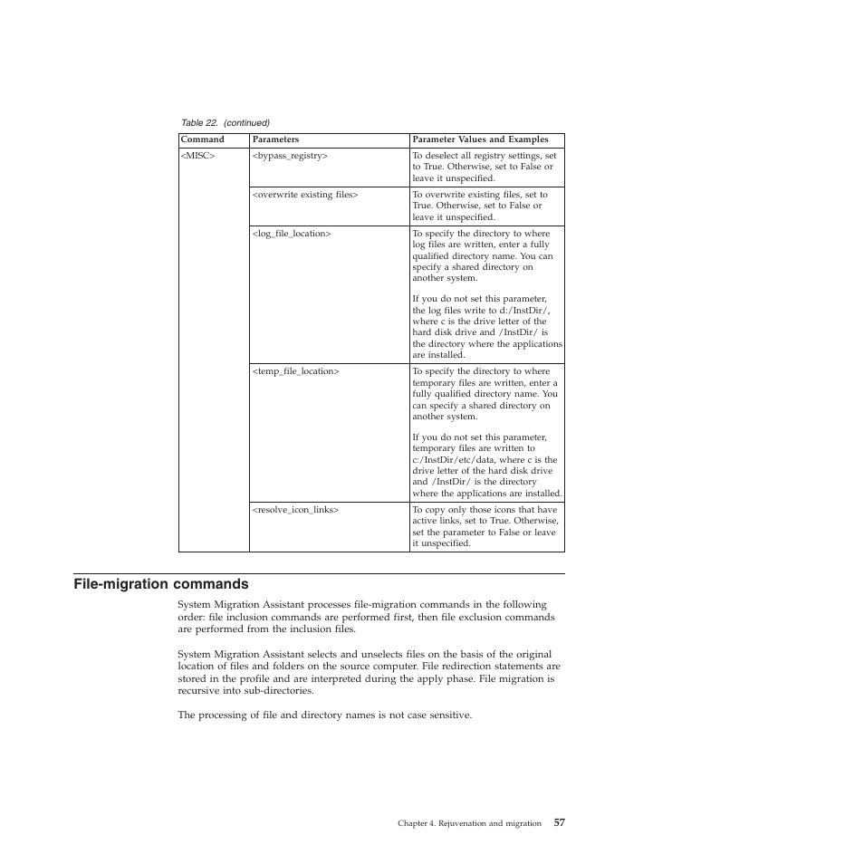 File-migration commands | Lenovo ThinkPad R61i User Manual | Page 65 / 156