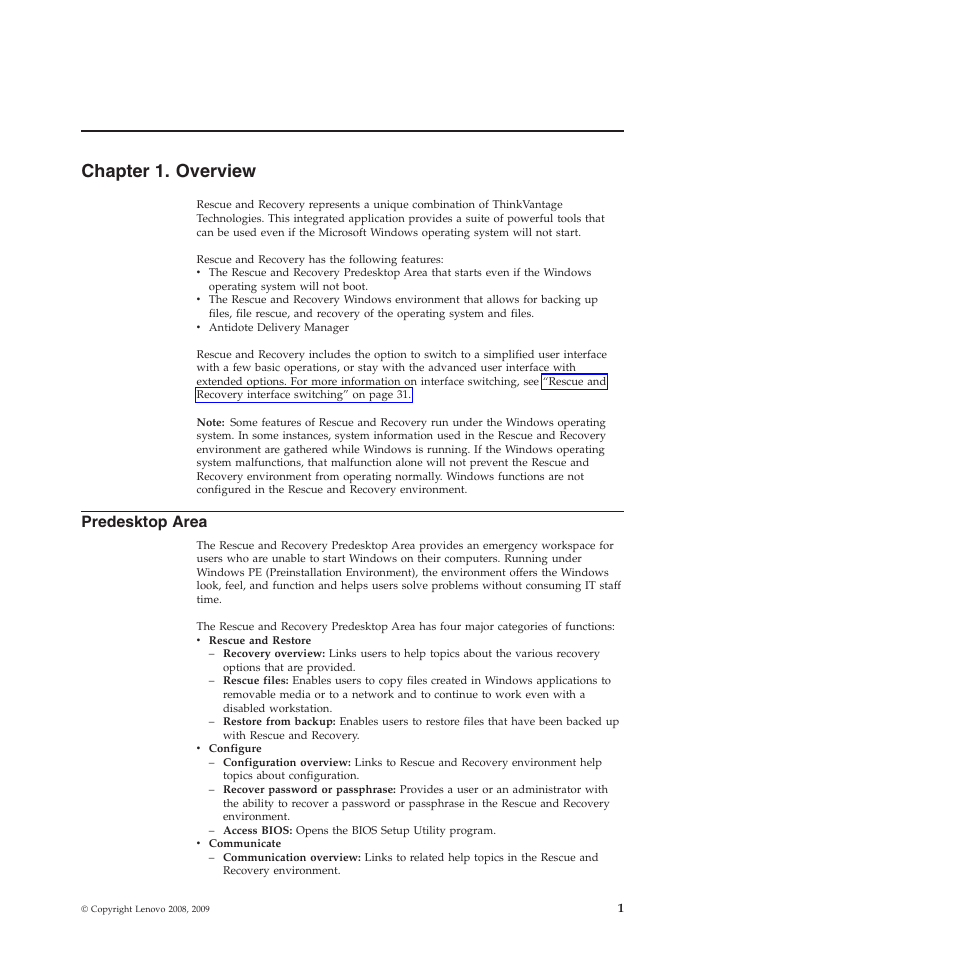 Chapter 1. overview, Predesktop area | Lenovo ThinkPad R61i User Manual | Page 9 / 156