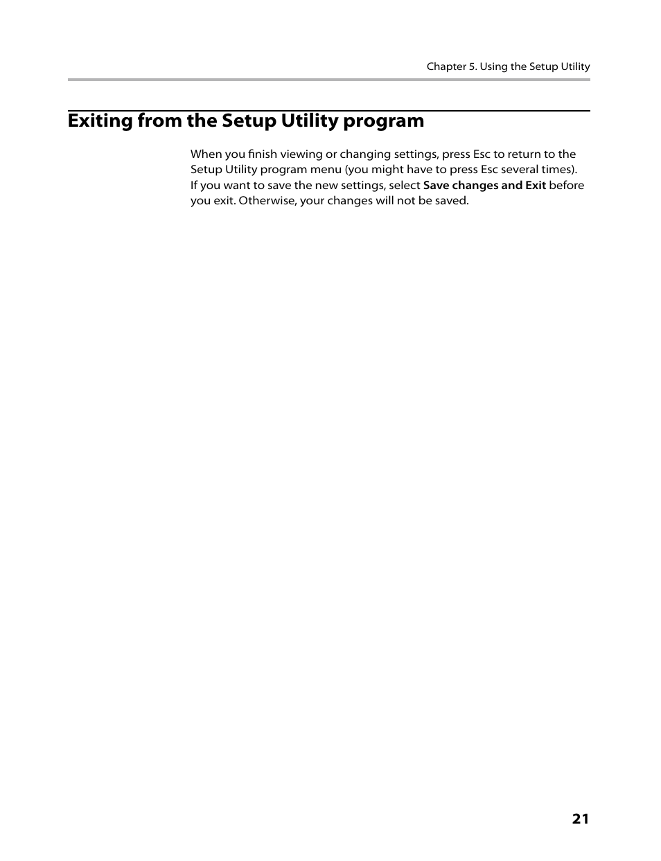 Exiting from the setup utility program | Lenovo IdeaCentre K330B User Manual | Page 23 / 57