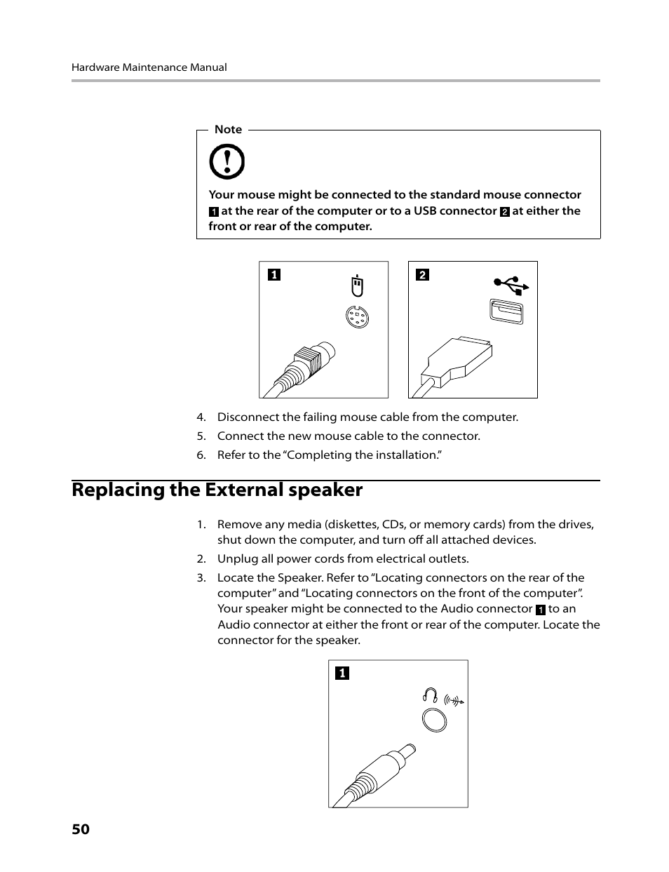 Replacing the external speaker | Lenovo IdeaCentre K330B User Manual | Page 52 / 57