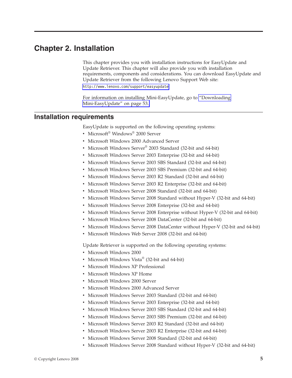 Chapter 2. installation, Installation requirements, Chapter | Installation, Requirements | Lenovo ThinkServer RS110 User Manual | Page 11 / 84