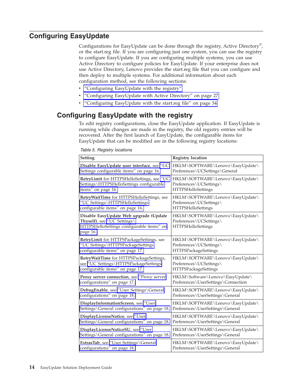Configuring easyupdate, Configuring easyupdate with the registry, Configuring | Easyupdate, With, Registry | Lenovo ThinkServer RS110 User Manual | Page 20 / 84