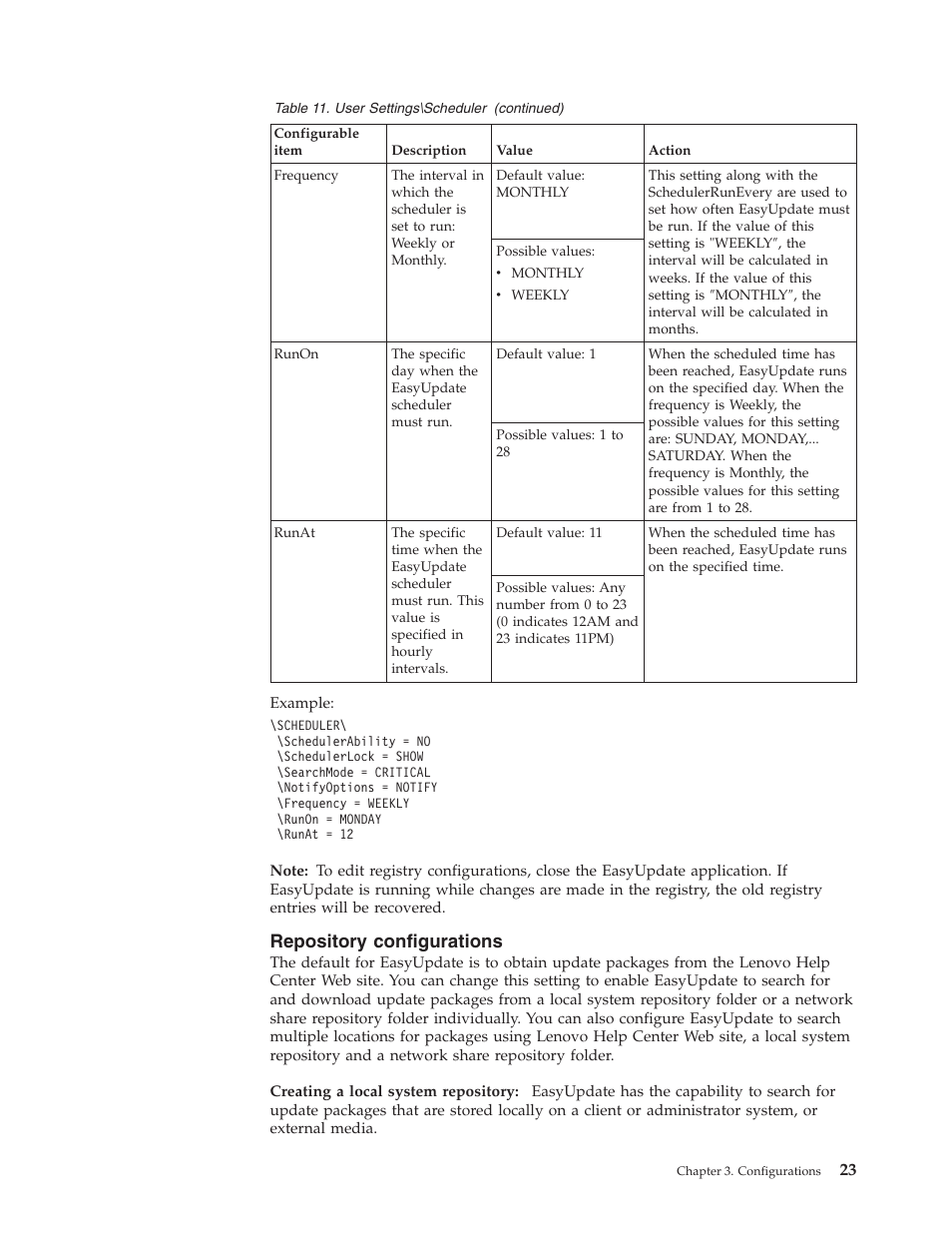 Repository configurations, Repository, Configurations | Lenovo ThinkServer RS110 User Manual | Page 29 / 84