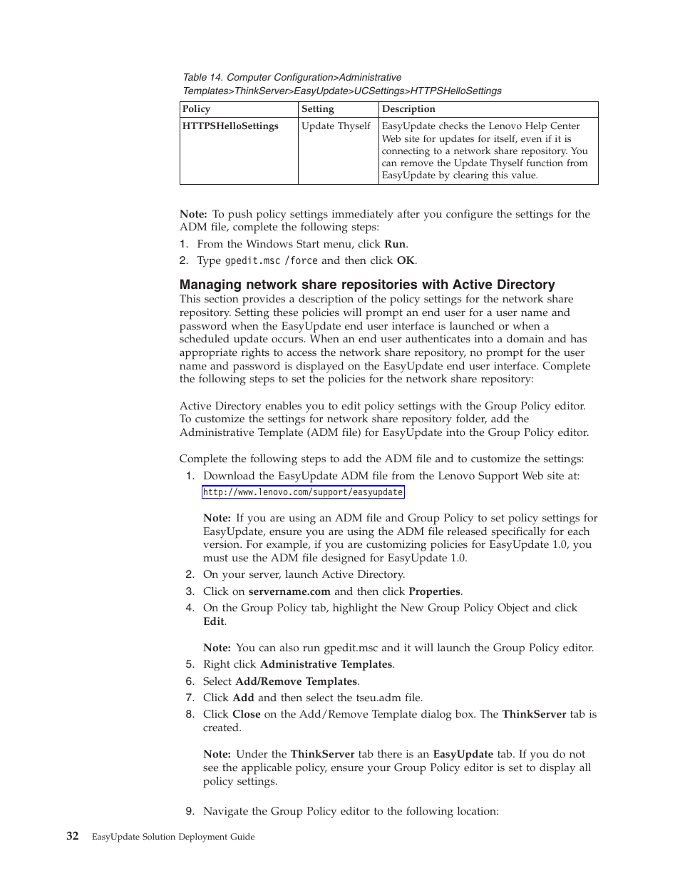 Managing, Network, Share | Repositories, With, Active, Directory | Lenovo ThinkServer RS110 User Manual | Page 38 / 84