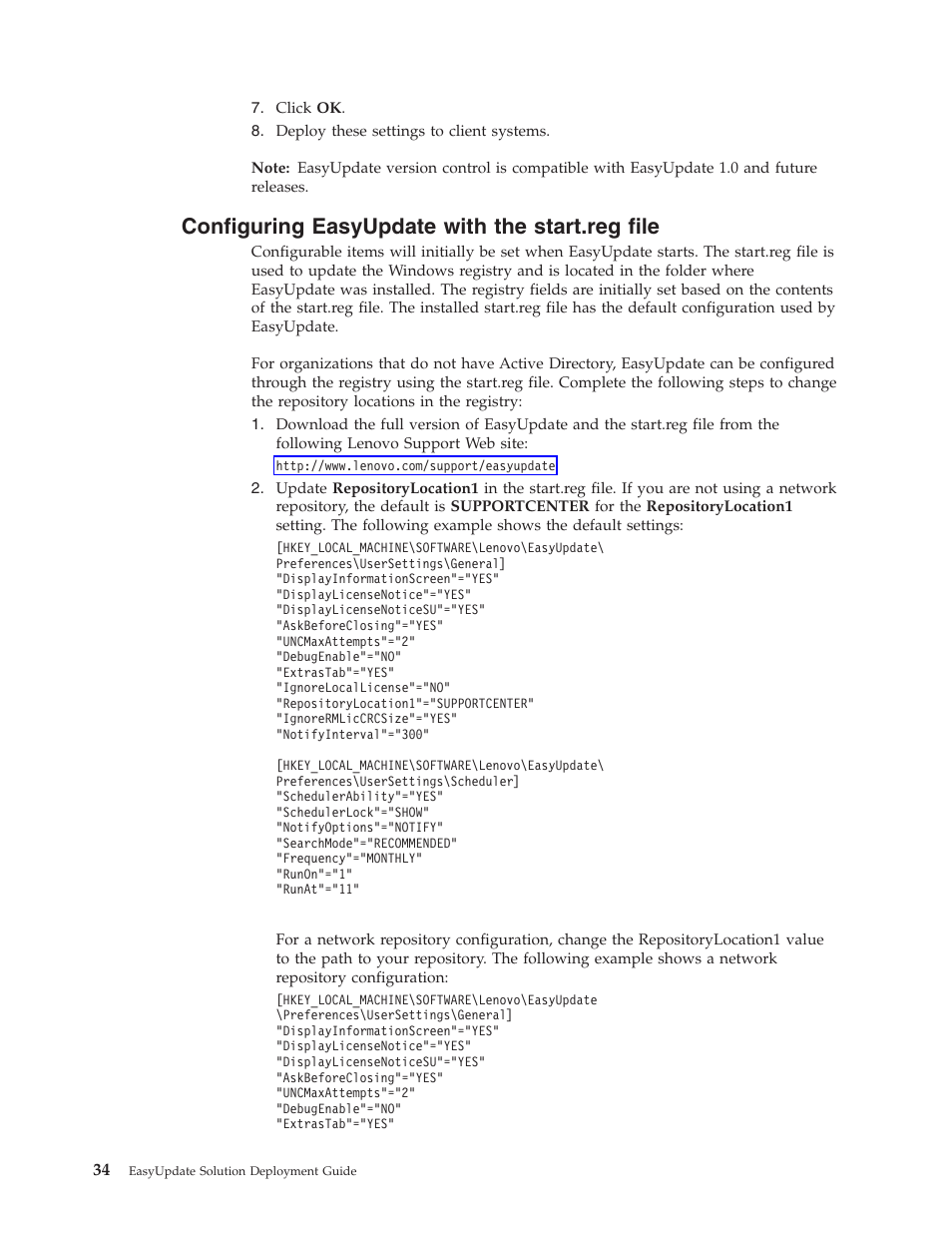 Configuring easyupdate with the start.reg file, Configuring, Easyupdate | With, Start.reg, File | Lenovo ThinkServer RS110 User Manual | Page 40 / 84