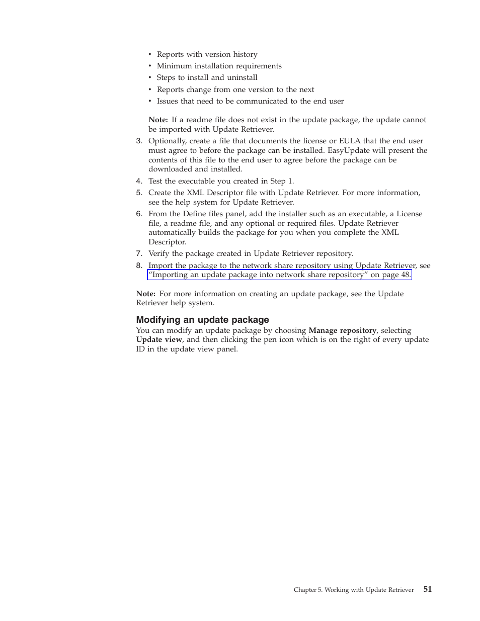 Modifying an update package, Modifying, Update | Package | Lenovo ThinkServer RS110 User Manual | Page 57 / 84