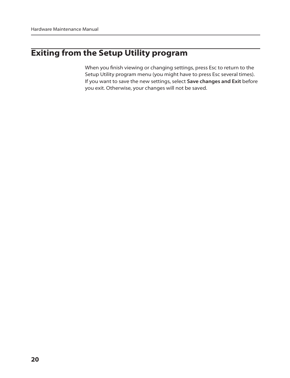 Exiting from the setup utility program | Lenovo 3000 H305 Desktop User Manual | Page 22 / 56