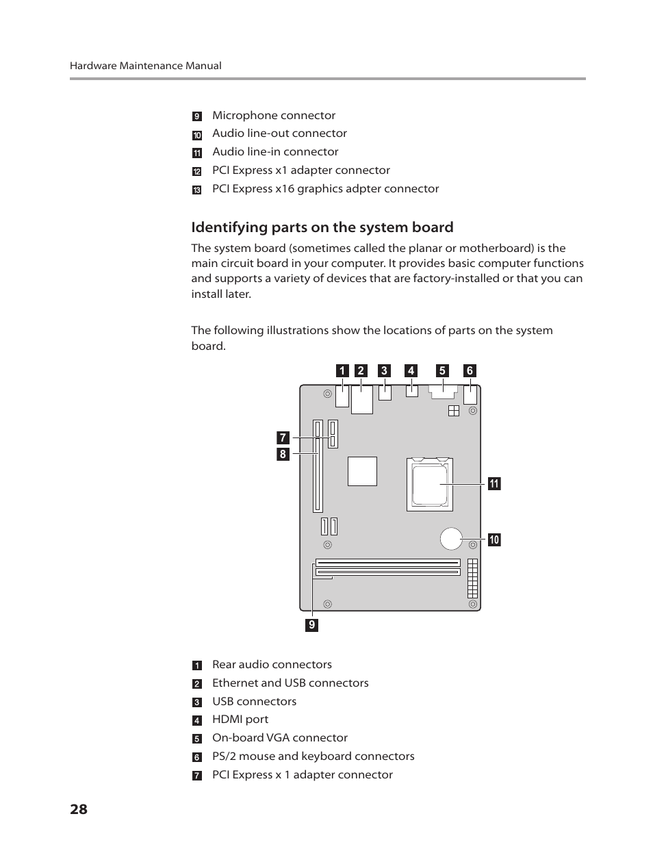 Identifying parts on the system board | Lenovo 3000 H305 Desktop User Manual | Page 30 / 56