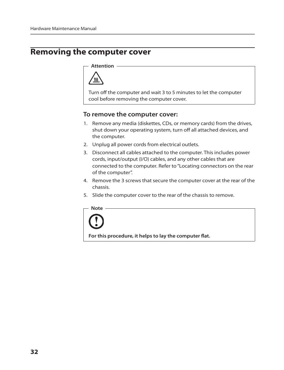 Removing the computer cover | Lenovo 3000 H305 Desktop User Manual | Page 34 / 56