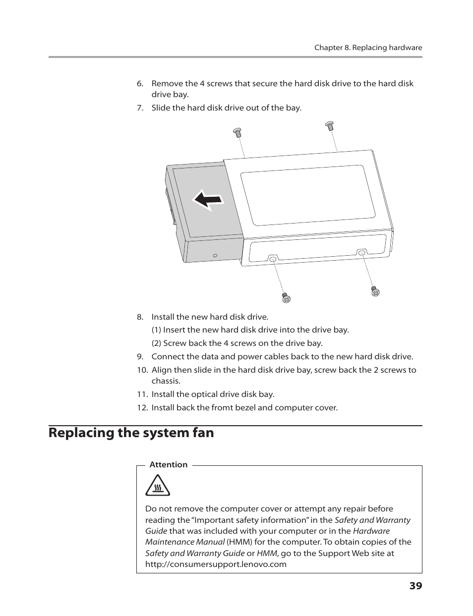 Replacing the system fan | Lenovo 3000 H305 Desktop User Manual | Page 41 / 56