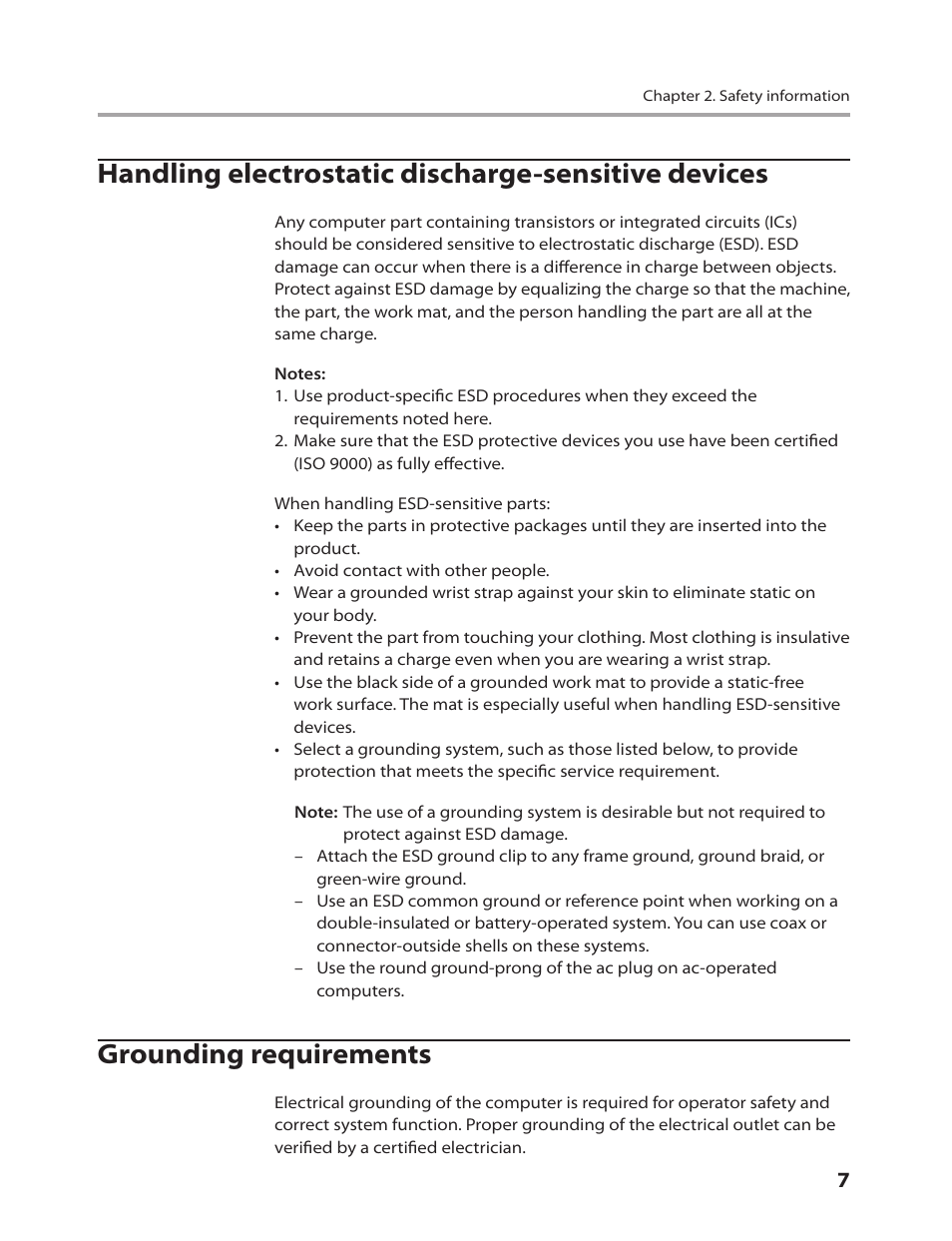 Handling electrostatic discharge-sensitive devices, Grounding requirements | Lenovo 3000 H305 Desktop User Manual | Page 9 / 56