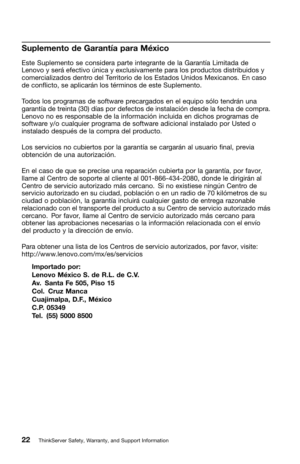 Suplemento de garantía para méxico | Lenovo ThinkServer TS140 User Manual | Page 38 / 46