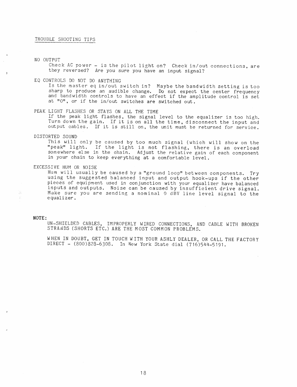 Ashly Parametric Equalizers SC-63 User Manual | Page 20 / 22