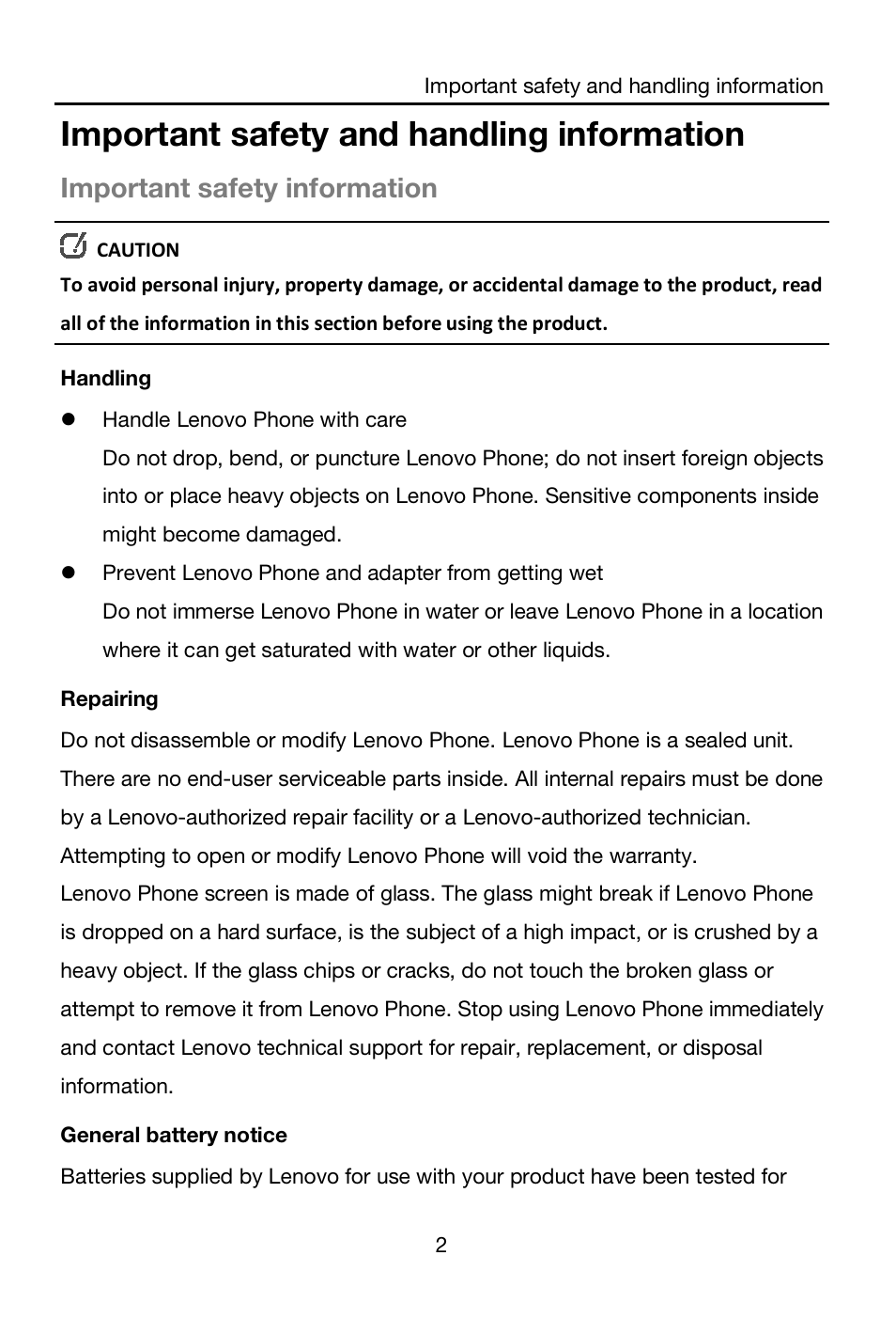 Important safety and handling information, Important safety information | Lenovo A536 Smartphone User Manual | Page 4 / 16