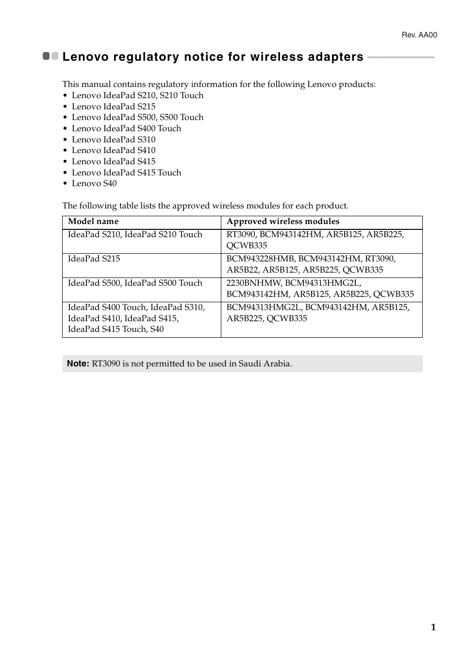 Lenovo IdeaPad S415 Notebook User Manual | 18 pages