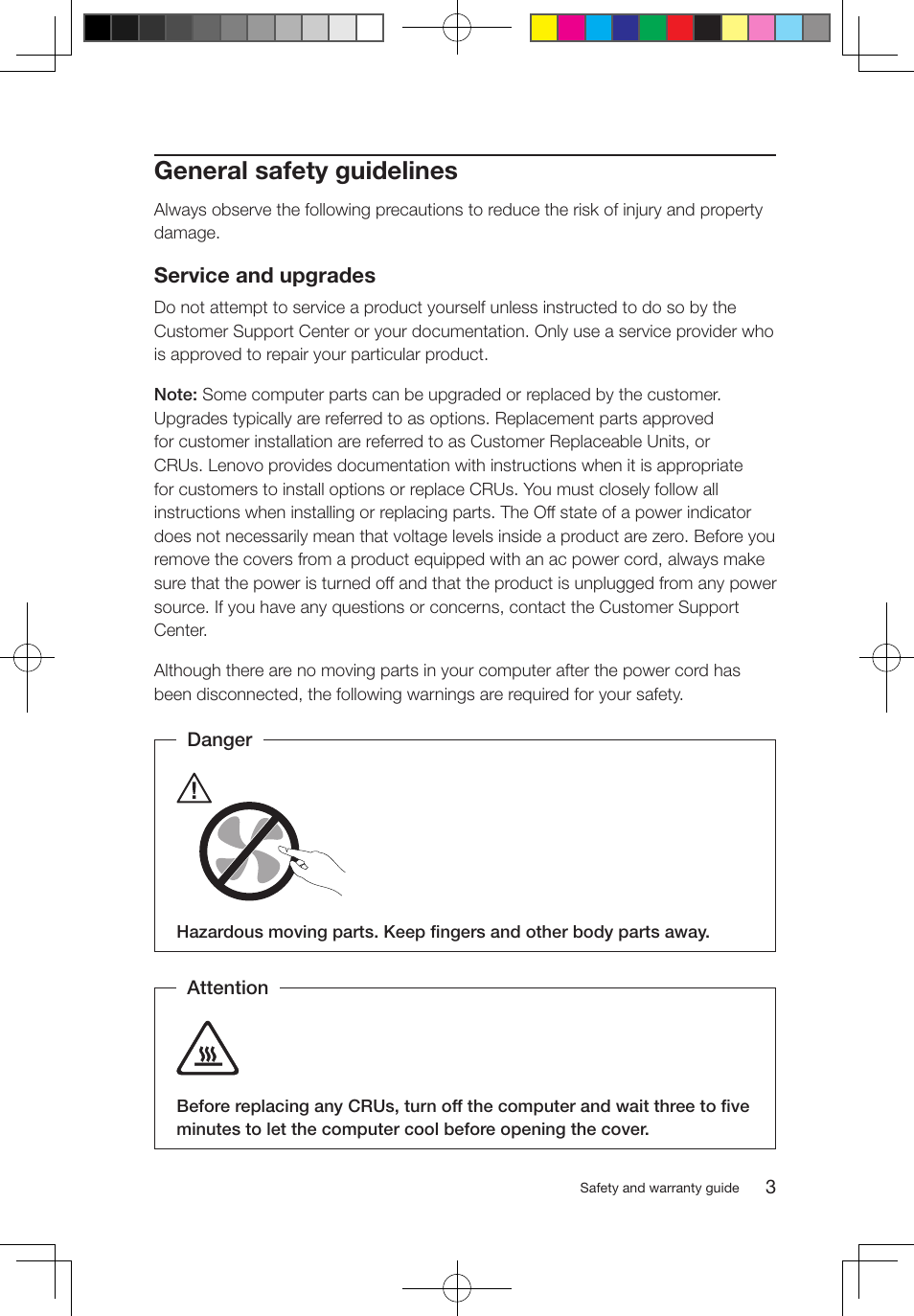 General safety guidelines, Service and upgrades | Lenovo 3000 H310 Desktop User Manual | Page 8 / 47