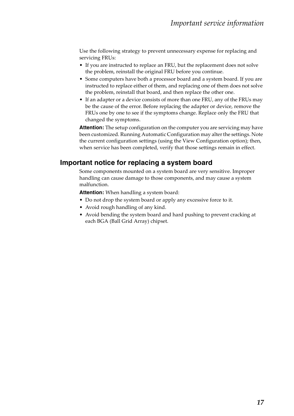 Important notice for replacing a system board, Important service information | Lenovo A8-50 Tablet User Manual | Page 21 / 54