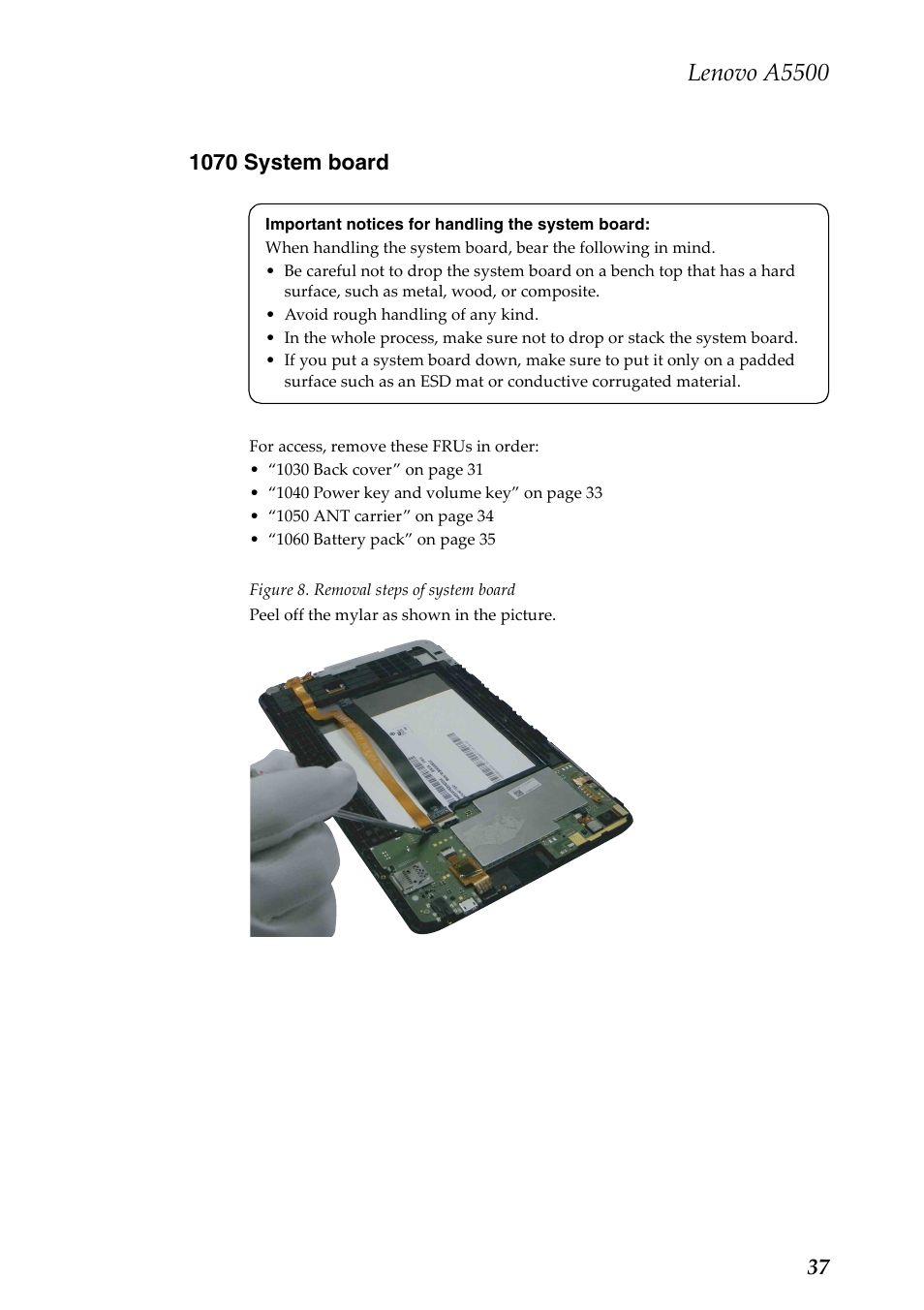 1070 system board, Lenovo a5500 | Lenovo A8-50 Tablet User Manual | Page 41 / 54