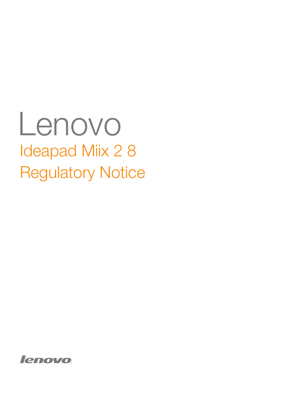 Lenovo Miix 2 8 Tablet Lenovo User Manual | 6 pages