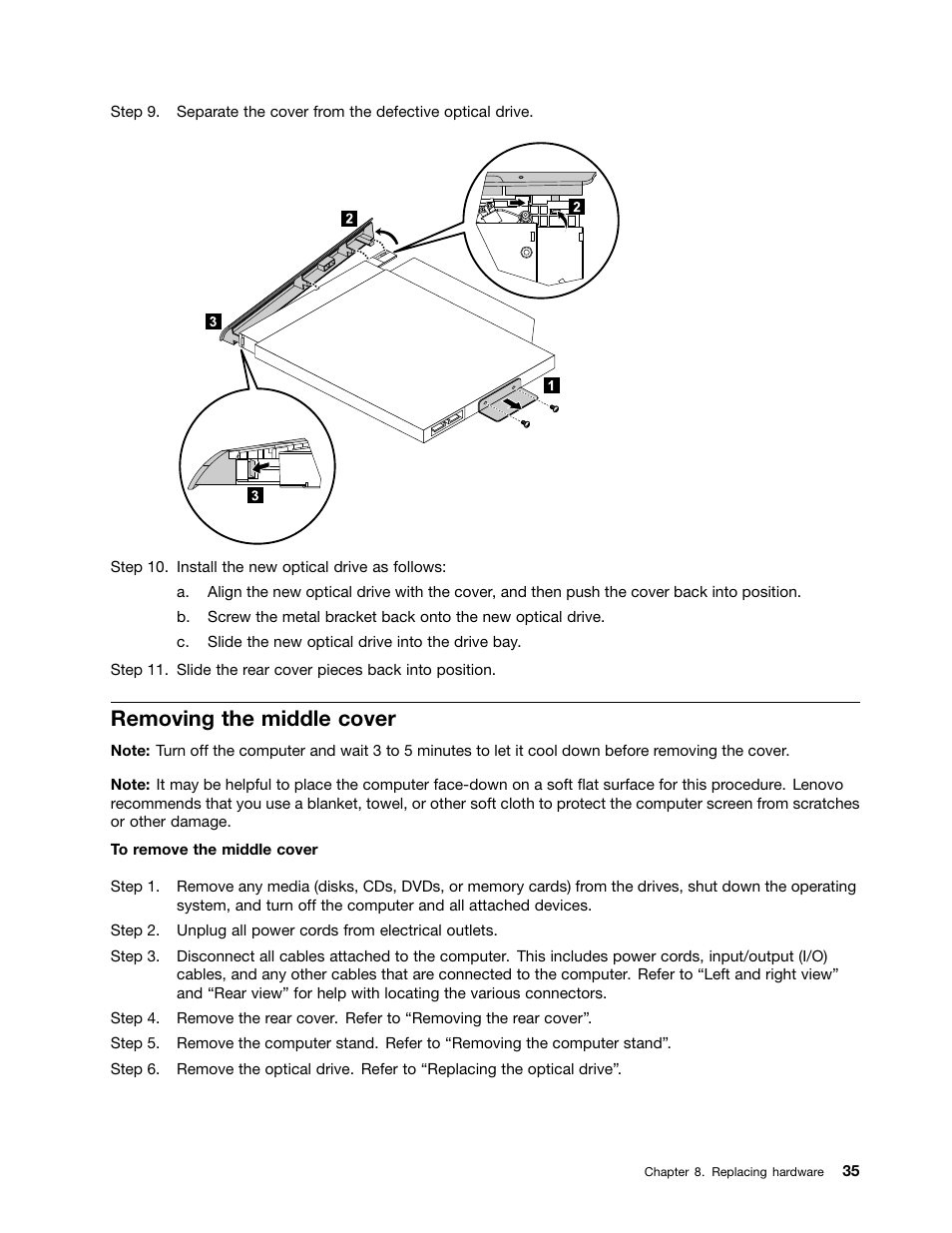 Removing the middle cover | Lenovo IdeaCentre B345 All-in-One User Manual | Page 41 / 69