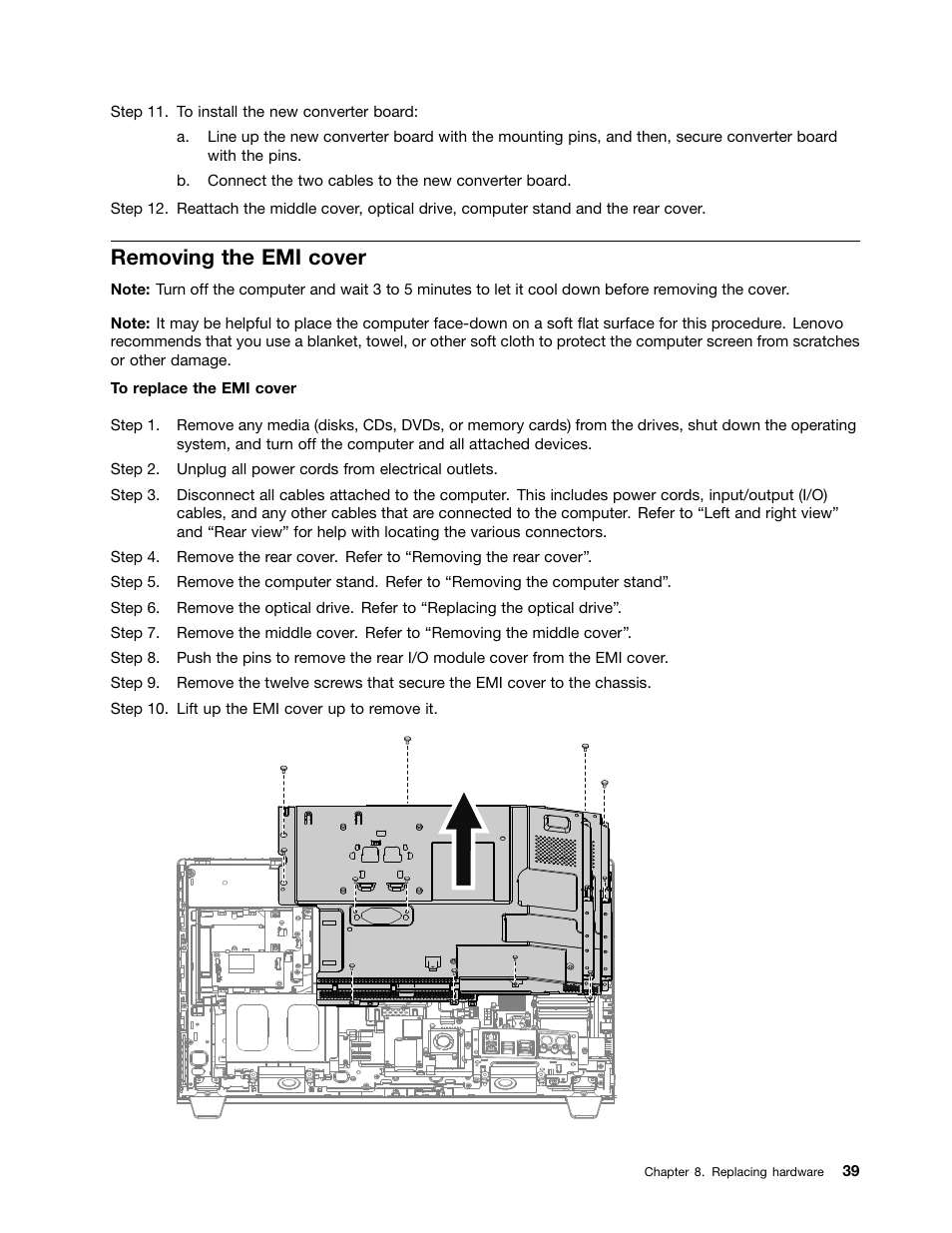 Removing the emi cover | Lenovo IdeaCentre B345 All-in-One User Manual | Page 45 / 69