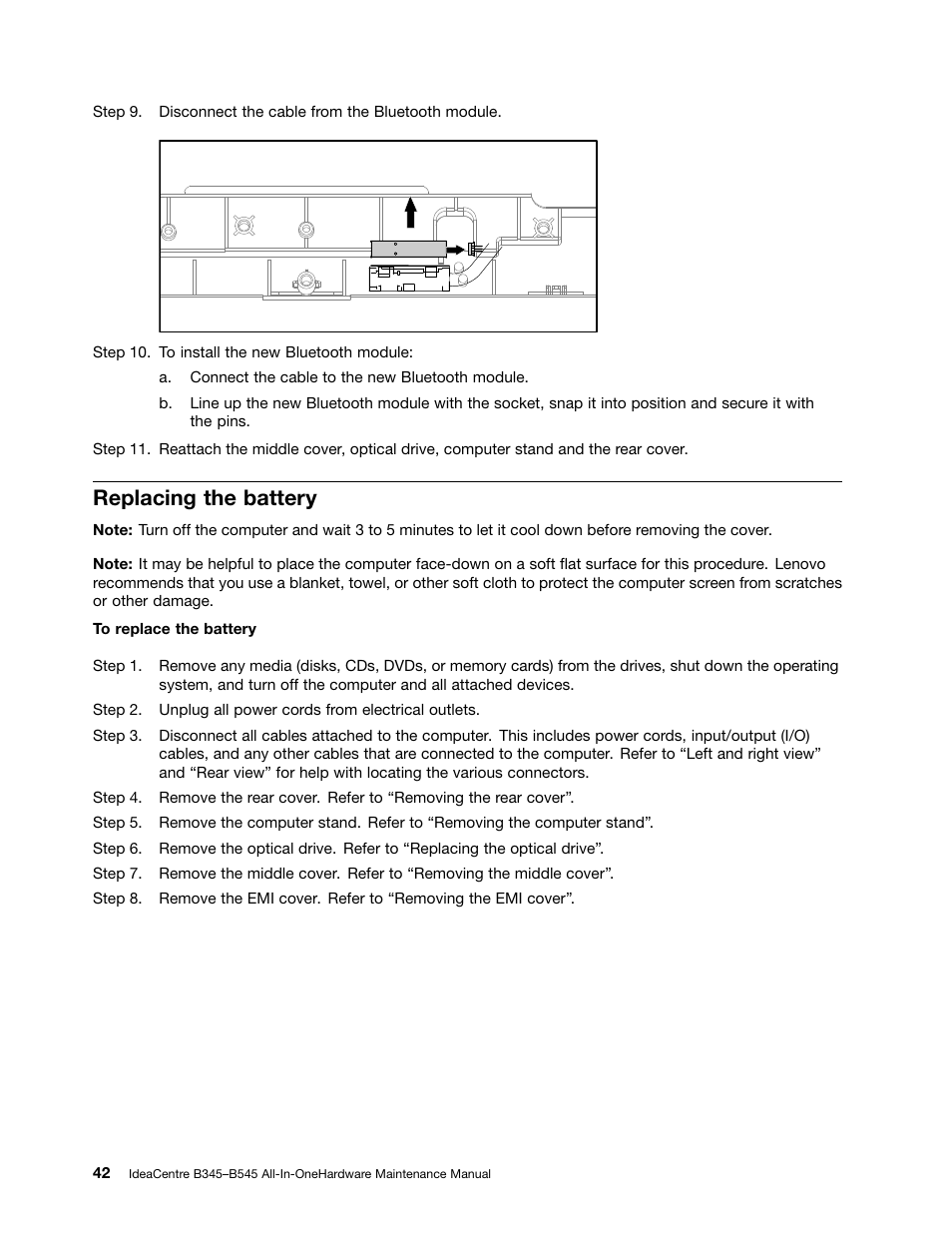 Replacing the battery | Lenovo IdeaCentre B345 All-in-One User Manual | Page 48 / 69